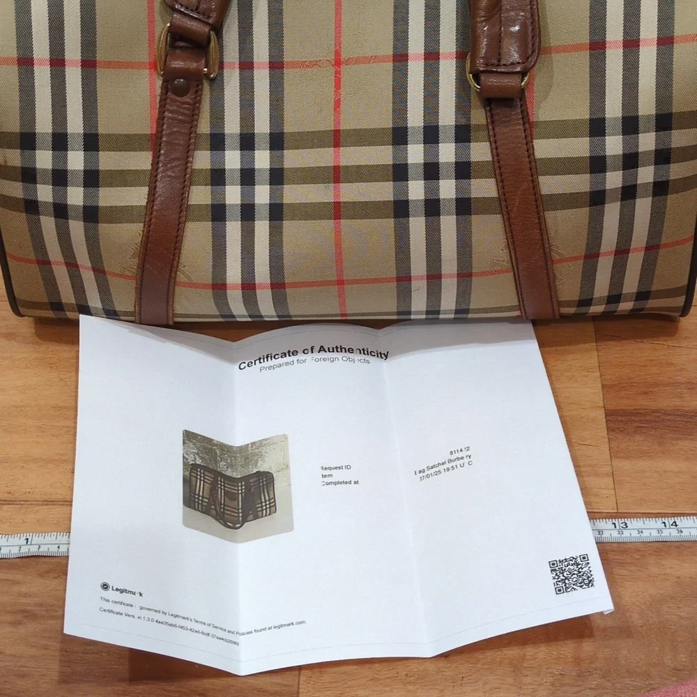 Burberry Burberrys GUC Classic Nova Check Boston Bag Purse Satchel With COA - Picture 12 of 12